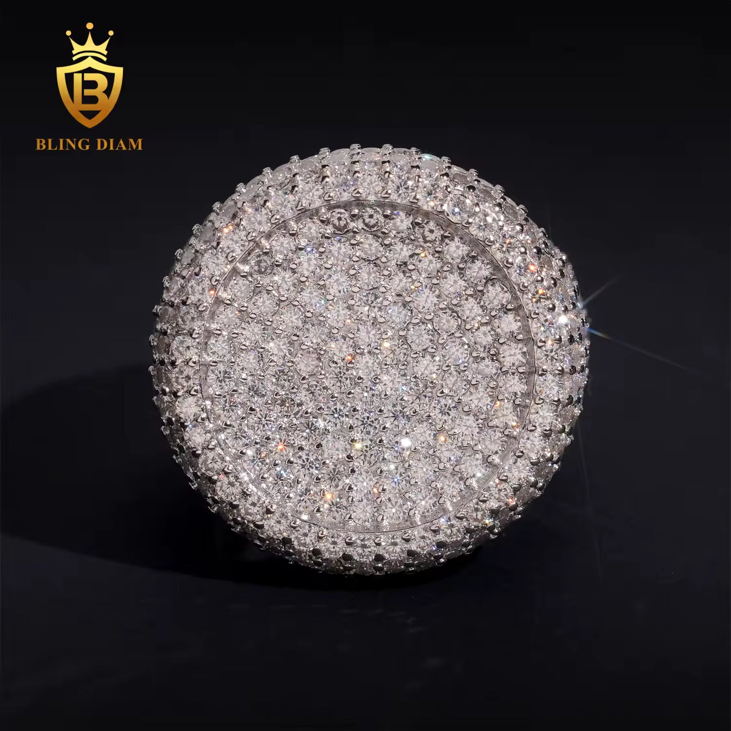 Plated Iced Out Moissanite Ring