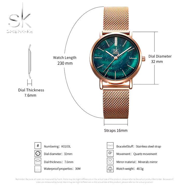 Green and Gold Starry Sky Watch