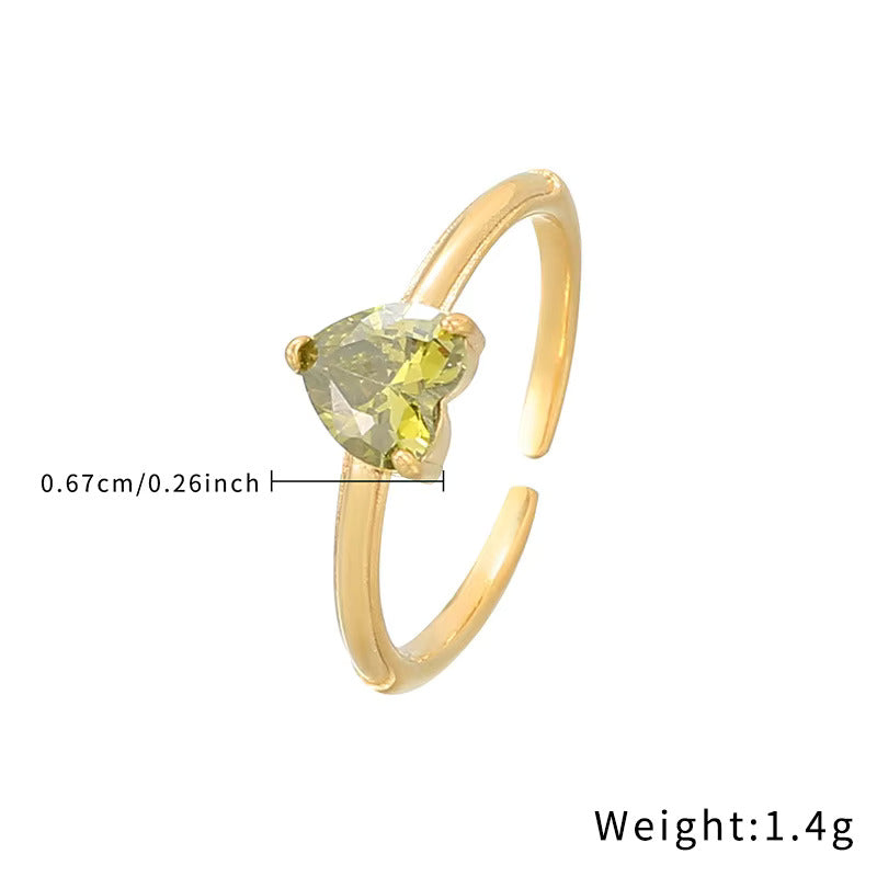 Love Heart Shaped Zircon Ring
