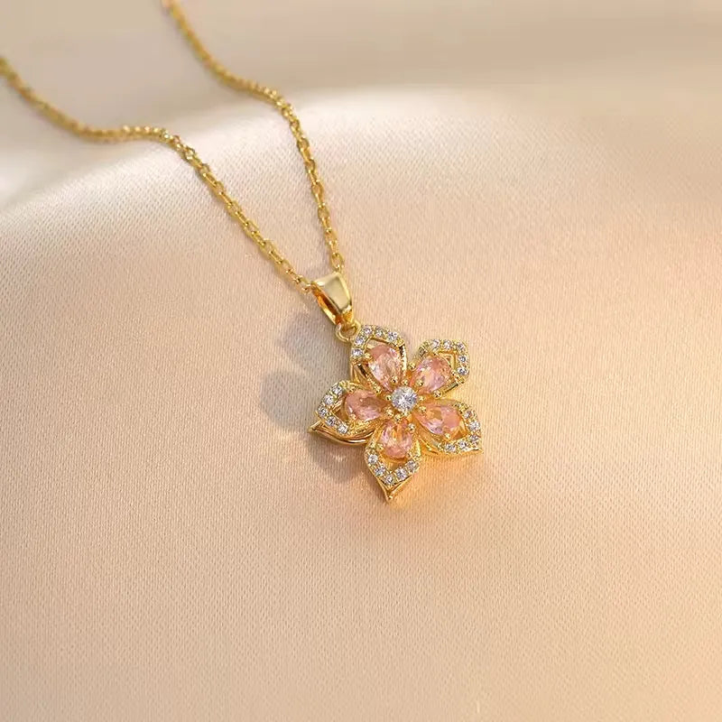 Rotating Flower Necklace