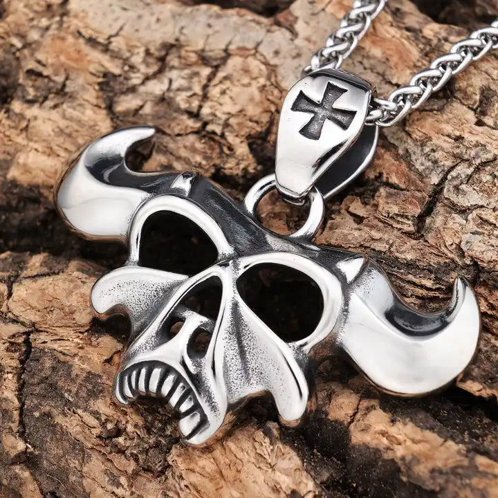 Horned Demon Skull Pendant