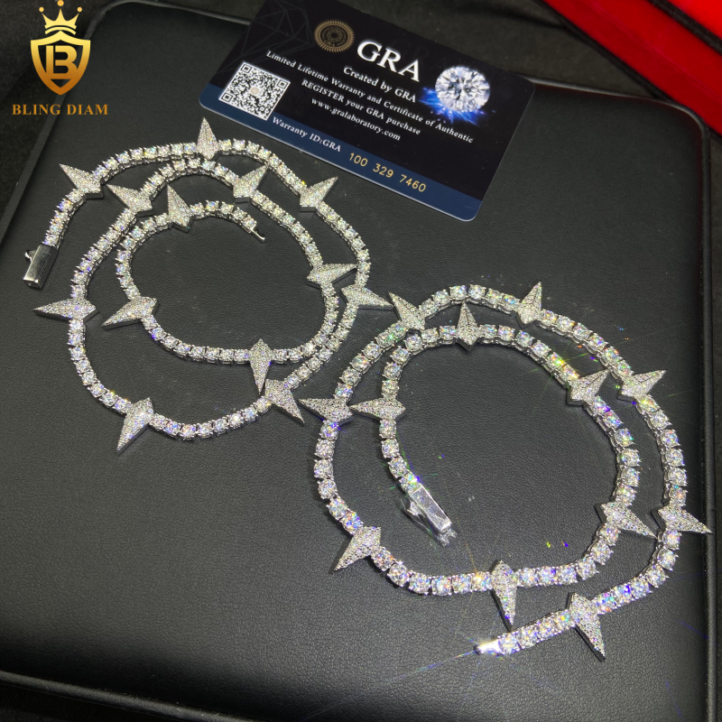VVS1 Iced Out 3mm4mm Moissanite sterling silver Tennis Chains
