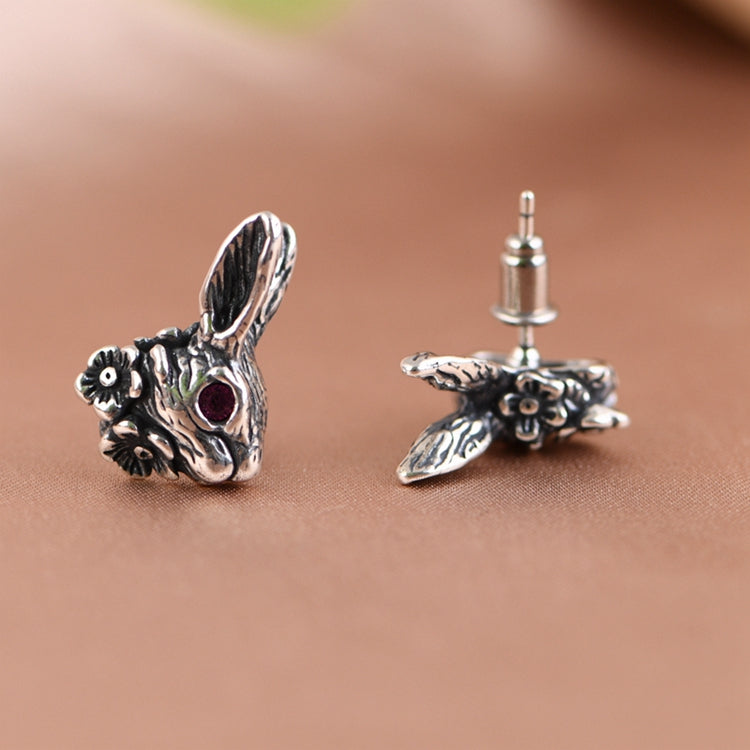 Flower Rabbit Stud Earrings