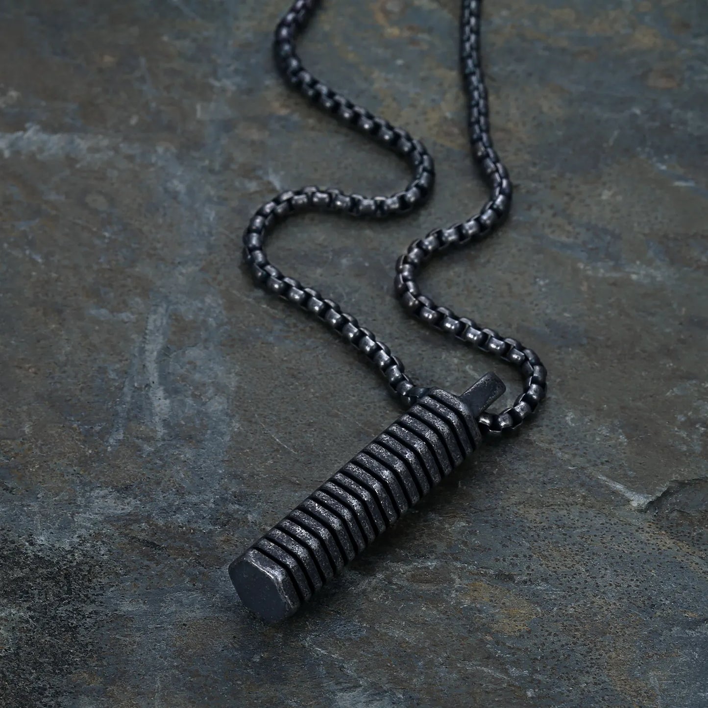 Ribbed Steel Pendant