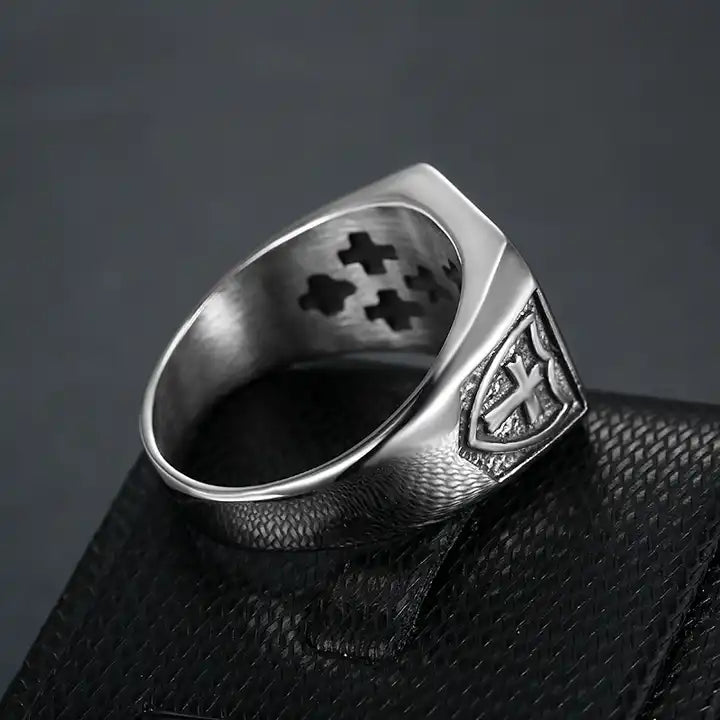 Vintage Jesus Cross Textured Ring