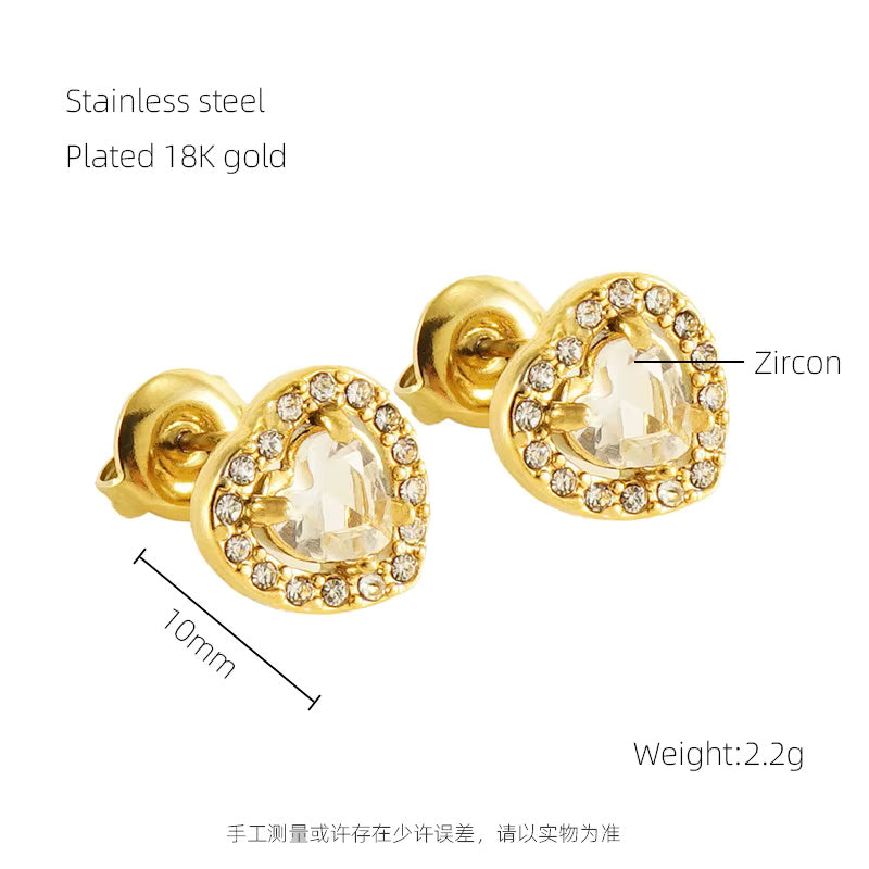 Cubic Zirconia Heart Earrings