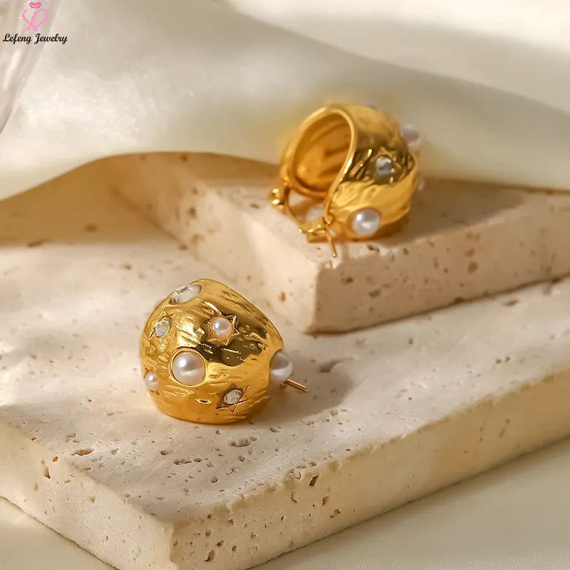 Zircon Pearl Hoops