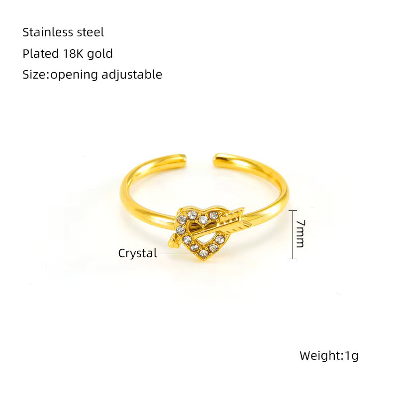 Inlaid Stones Heart Leaf Open Shiny Star Knuckle Finger Rings