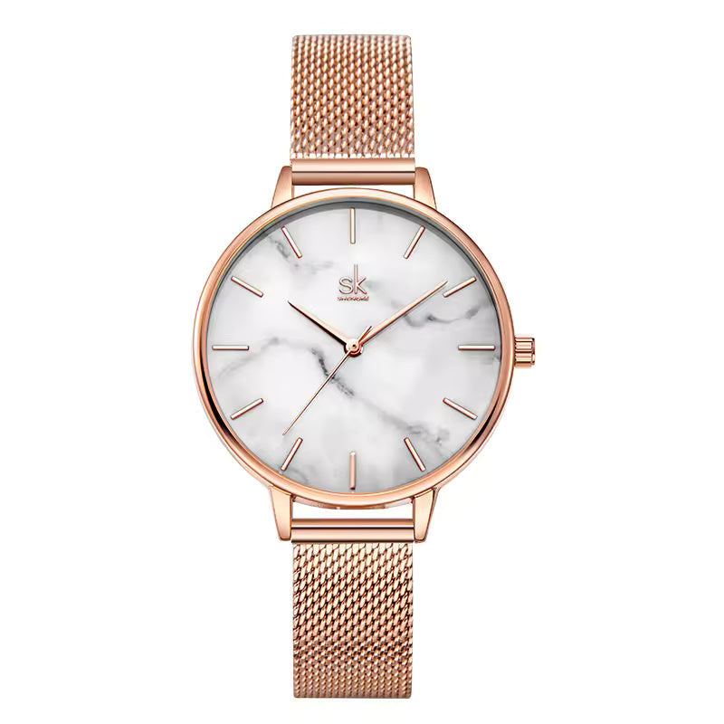 Rose Gold Marble Faced Watch