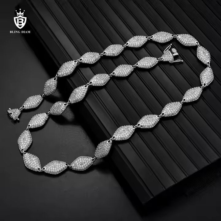 Tennis Chain - 12mm Marquise Zircon, Sterling Silver