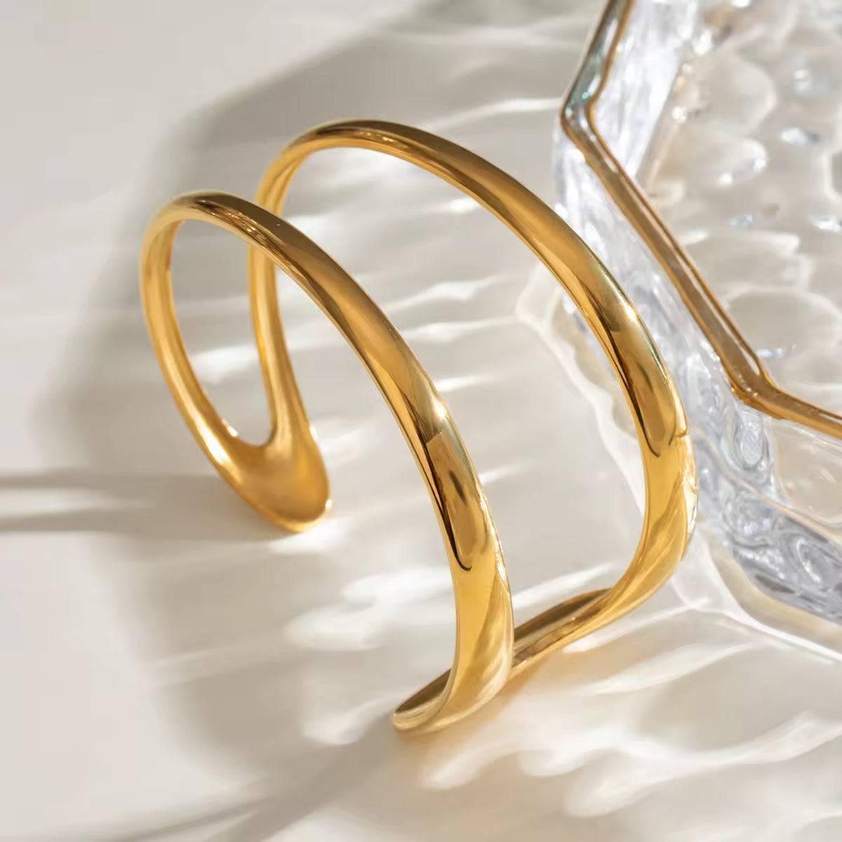 Double Deck Cuff Bangle Bracelet