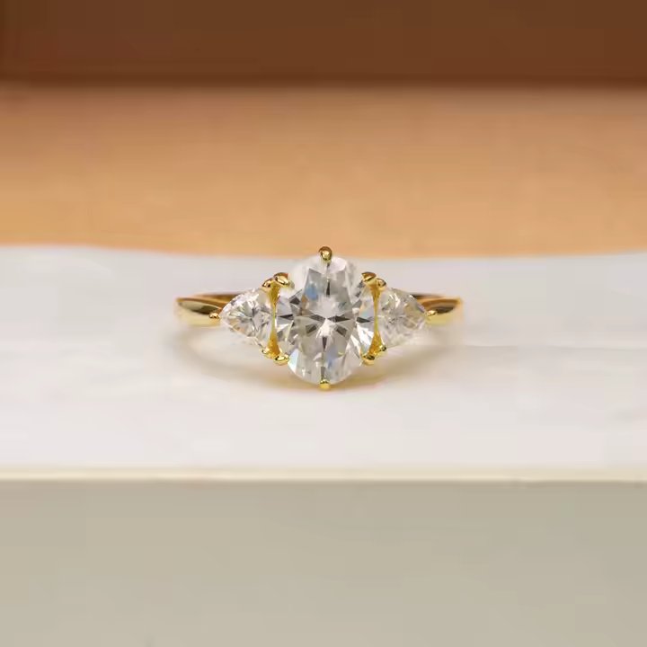 Three-Stone VVS Moissanite Engagement Ring - 925 Silver