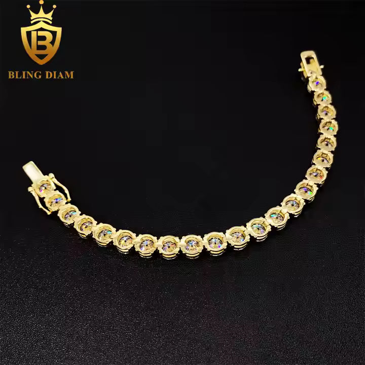 Signature Tennis Chain - 6.5mm VVS Moissanite, Gold Plated & 925 Sterling Silver