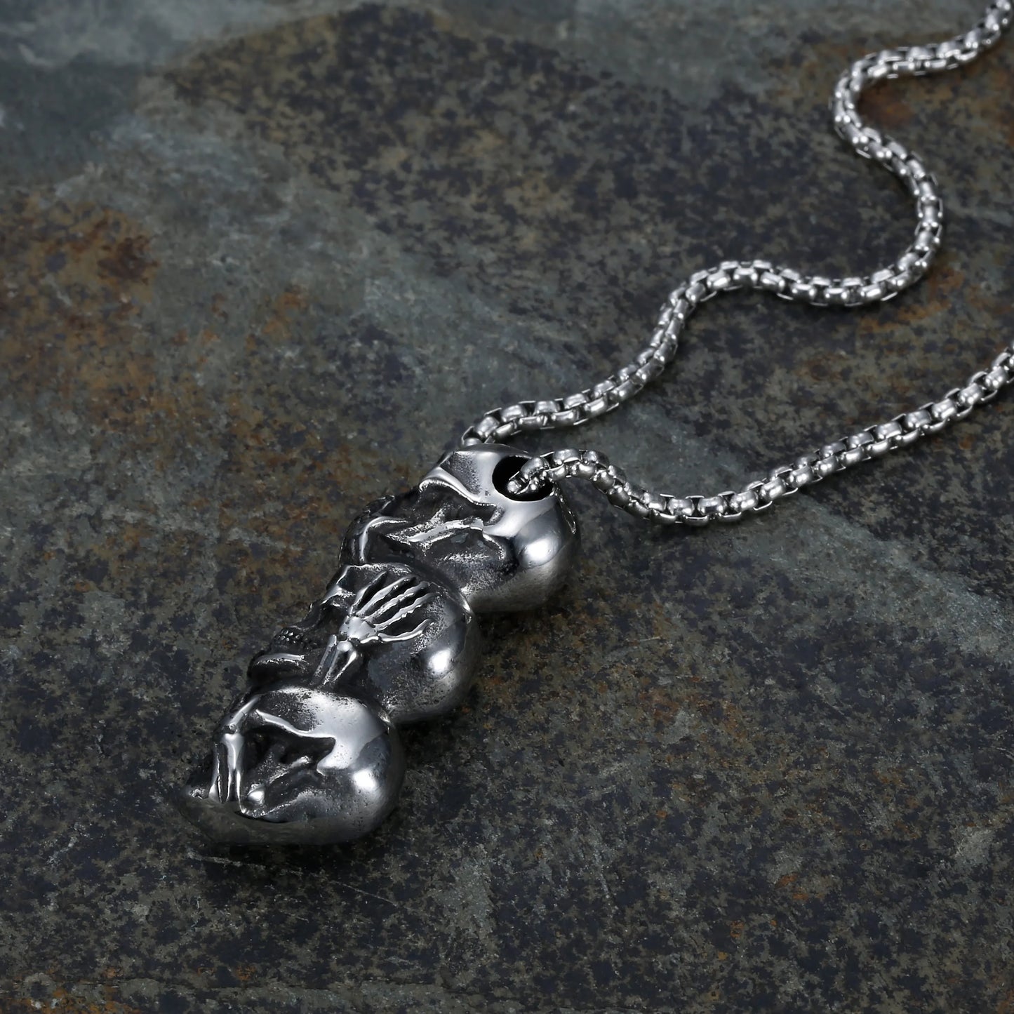 See No Evil Hear No Evil Speak No Evil Skull Pendant