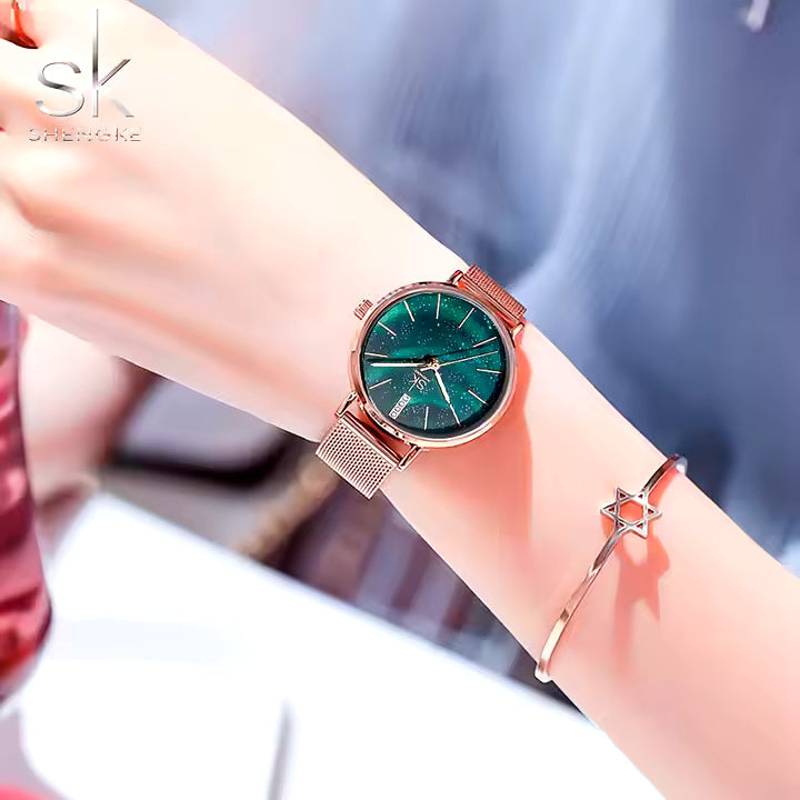 Green and Gold Starry Sky Watch