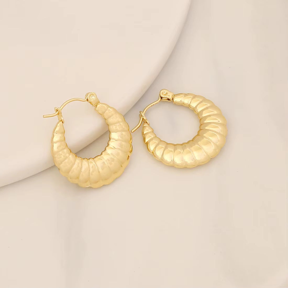 Tarnish Geometric Stud Huggie Hoop Earrings