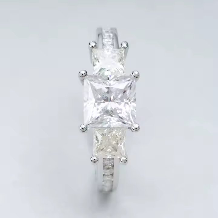 Wedding Ring - Princess Cut VVS Moissanite, Sterling Silver/Gold/Rose Gold