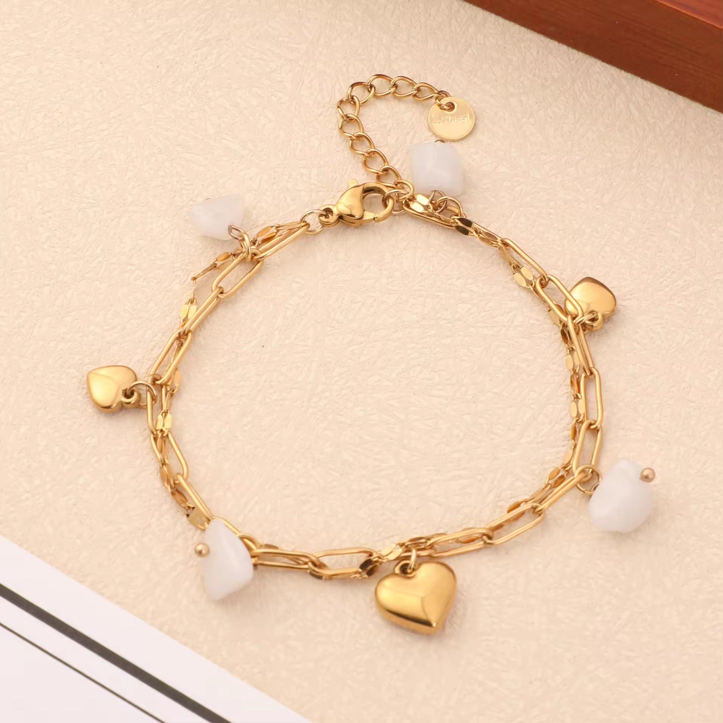 Heart Shape Charm and Natural Stone Bracelet