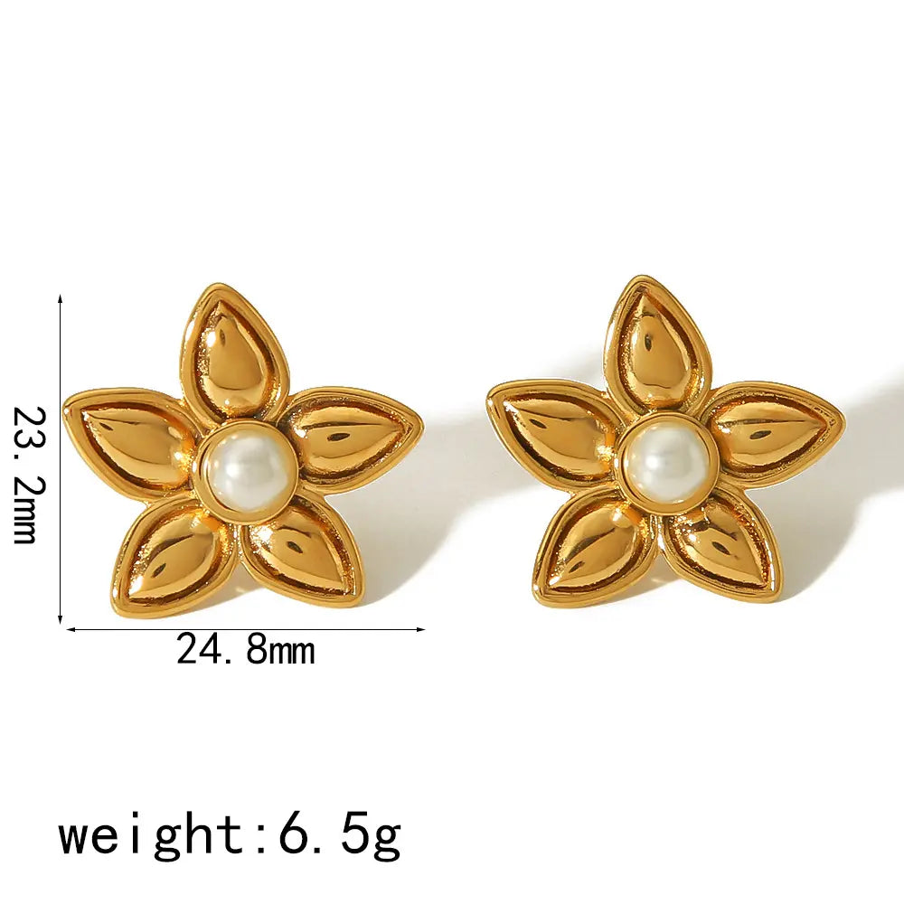 Pearl Flower Stud Earrings
