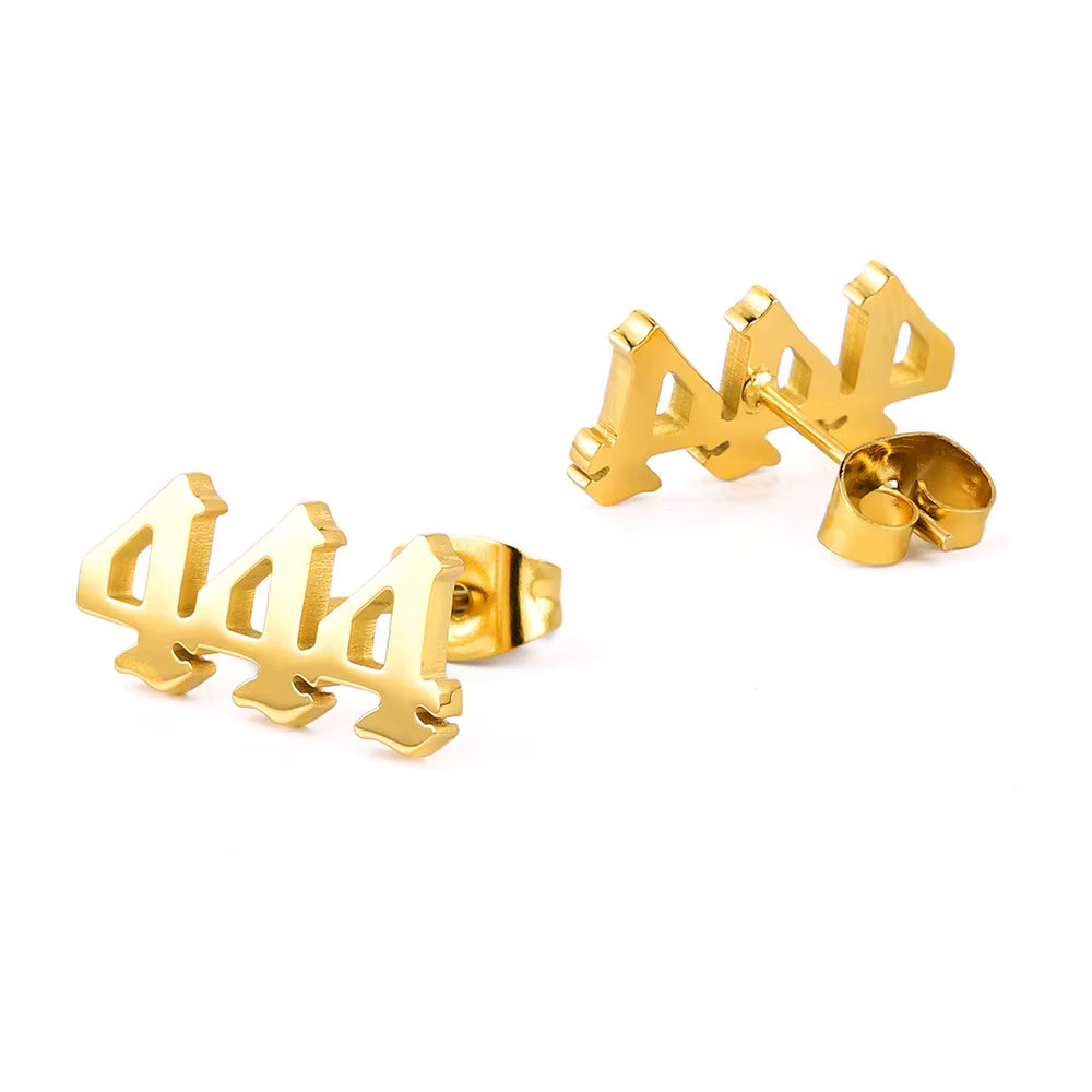 Angel Number Hoop Stud Ear Ring
