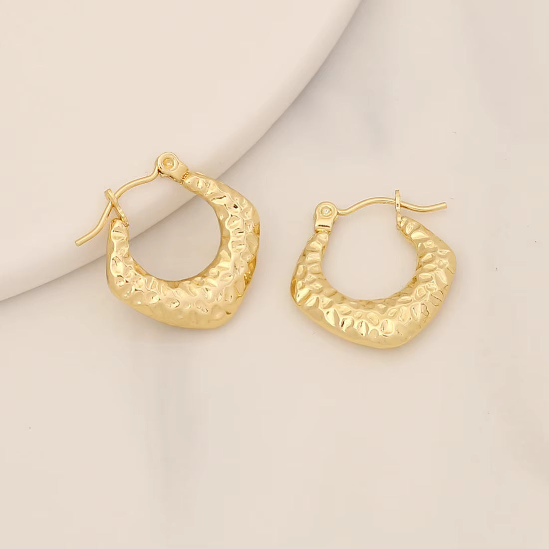 Tarnish Geometric Stud Huggie Hoop Earrings