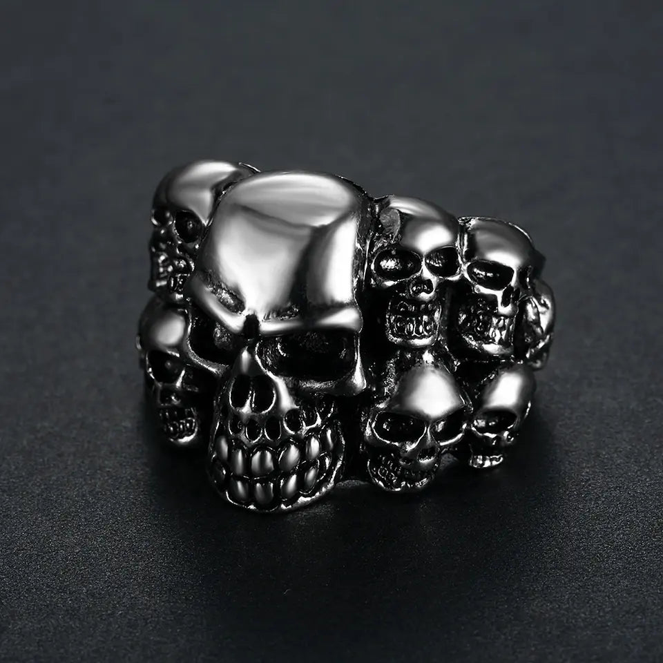 Multi skull Biker Ring