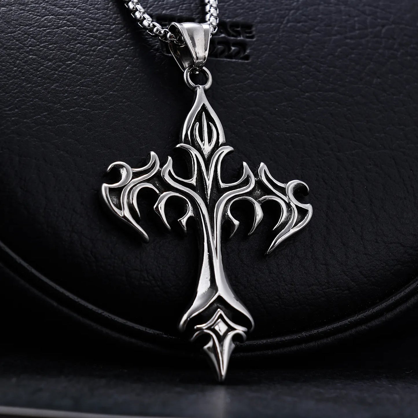 Gothic Flame Cross Pendant
