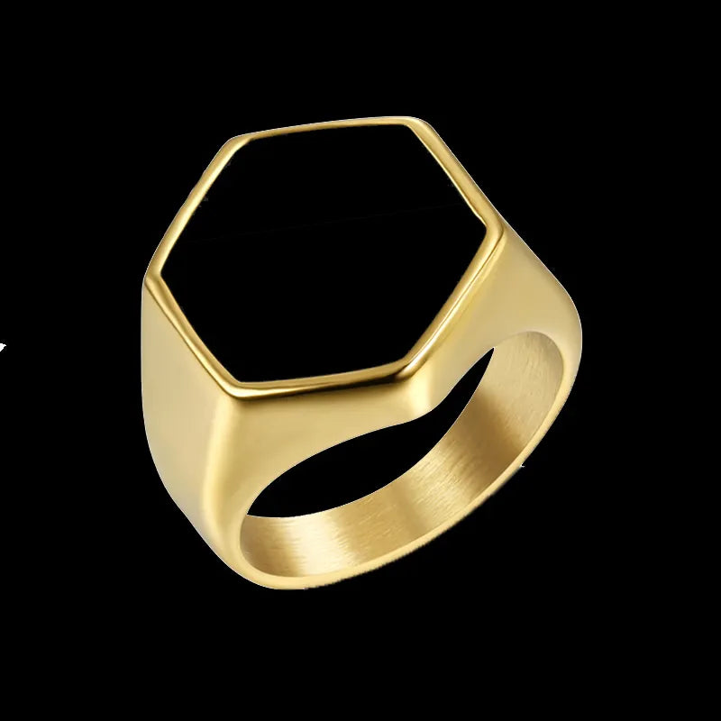 Smooth Black Signet Rings