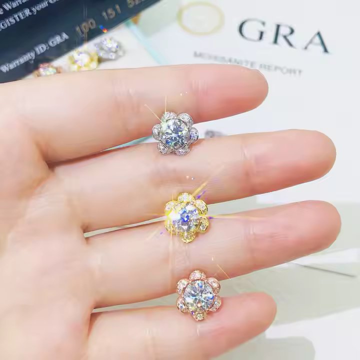 Moissanite Flower Earrings