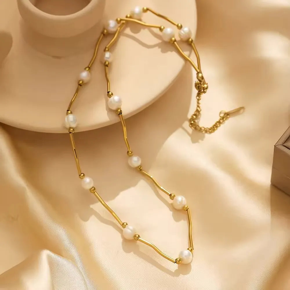 Gold Pearl Necklace