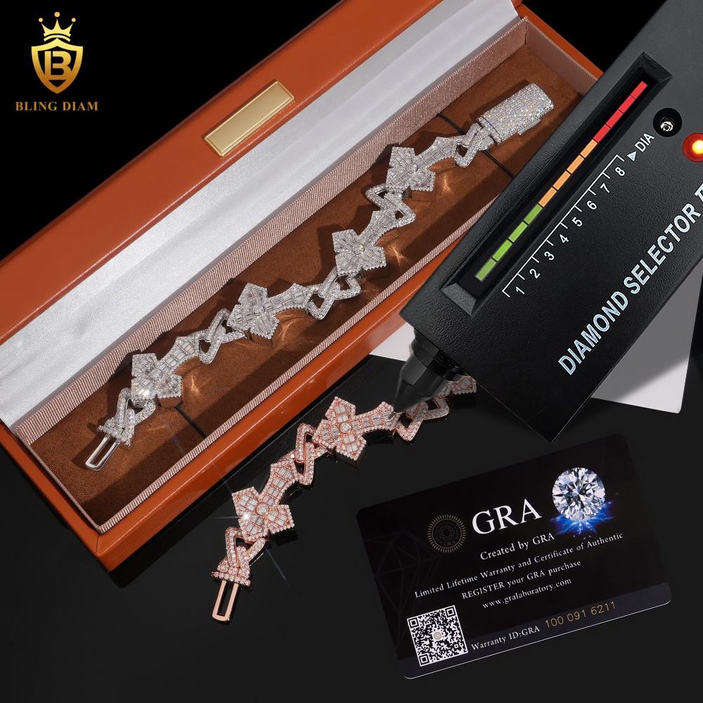 Baguette Cross and Infinity Moissanite Cuban Bracelet