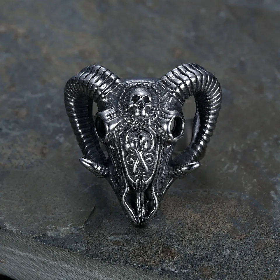 Goat Skull Ring