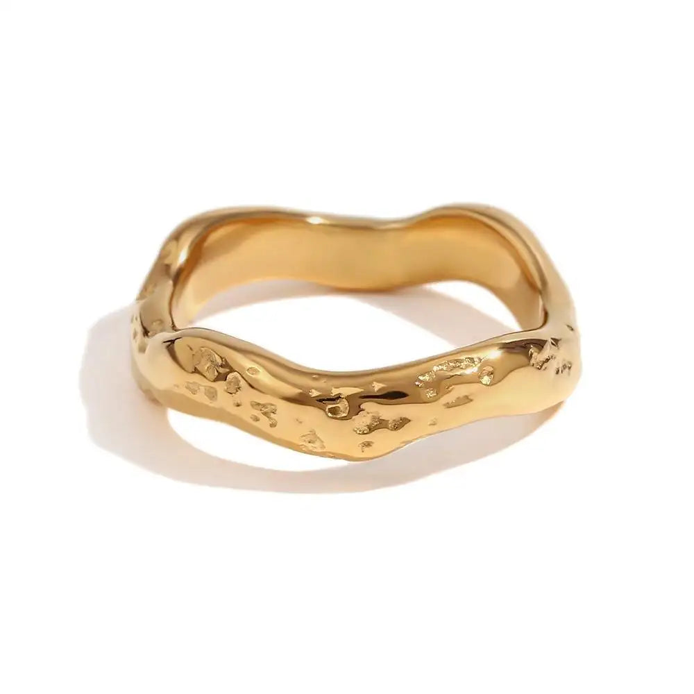 Hammered Texture Water Wave Rings