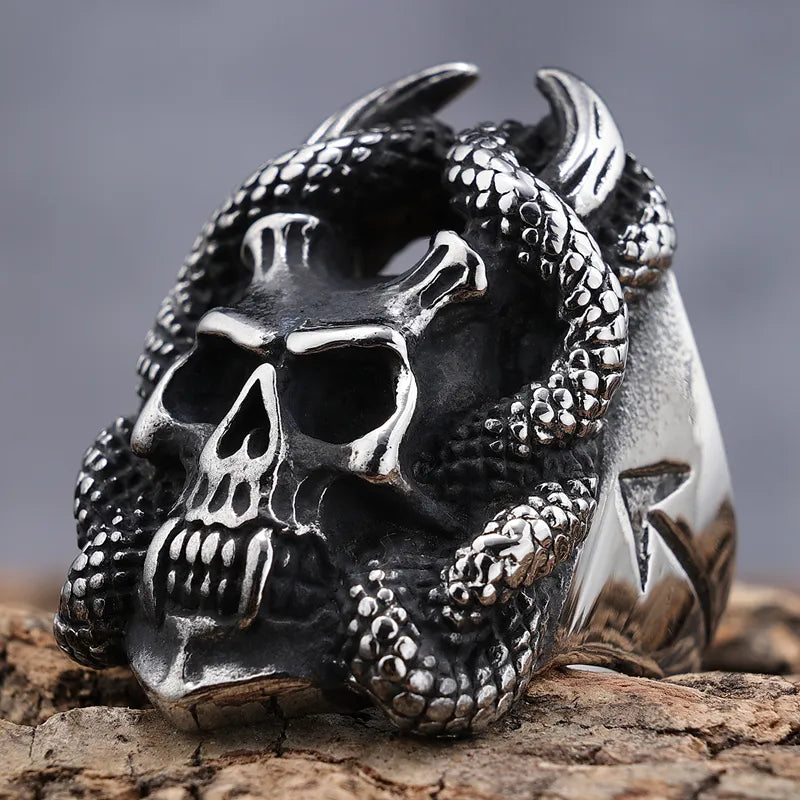Snake vampire skull ring