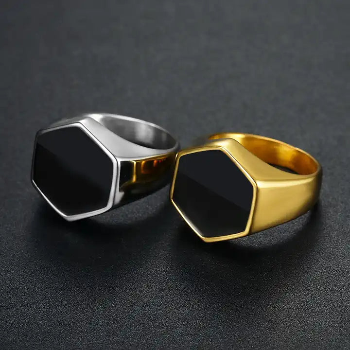 Onyx Hexagon Ring
