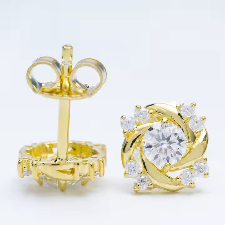 Spiral Twist VVS Moissanite Stud Earrings | Available in Rose Gold, Gold & Silver