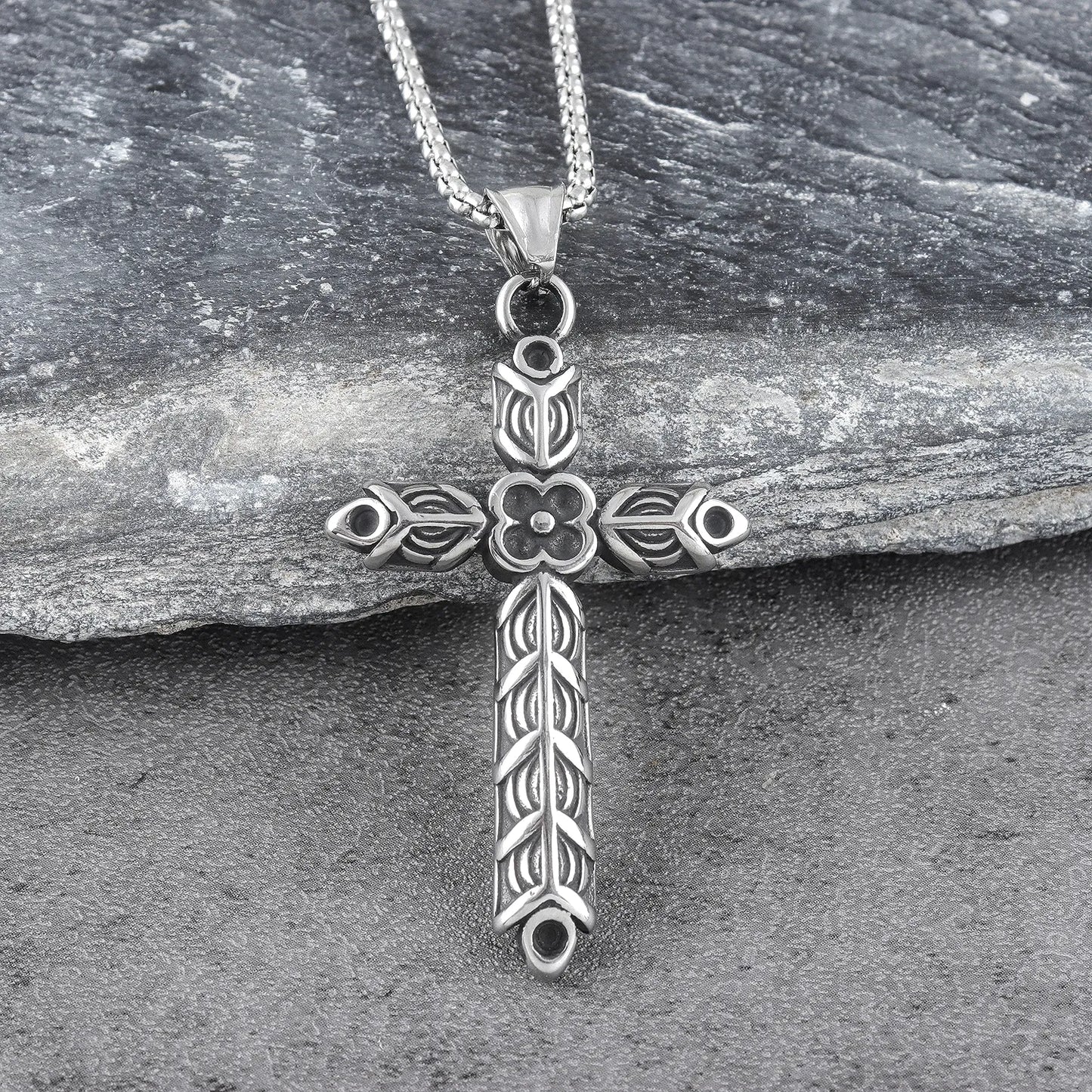 Orchid Cross Necklace