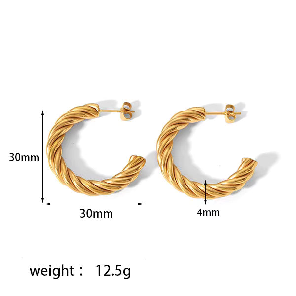 Chunky C-type Hoop Earrings
