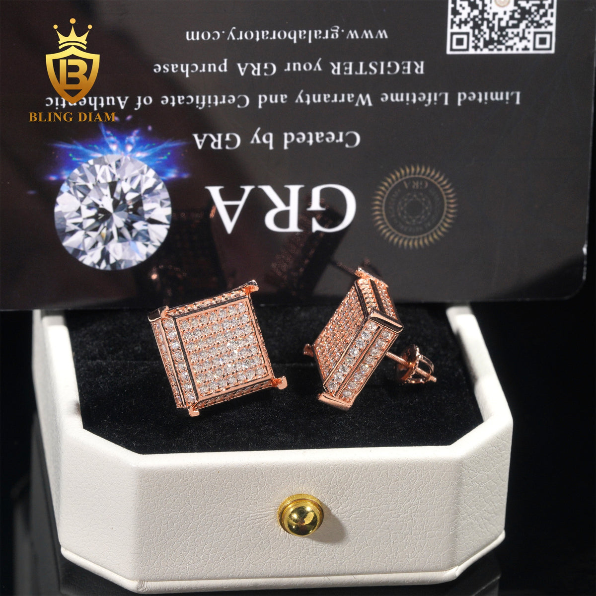 VVS Iced-Out Square Moissanite Stud Earrings