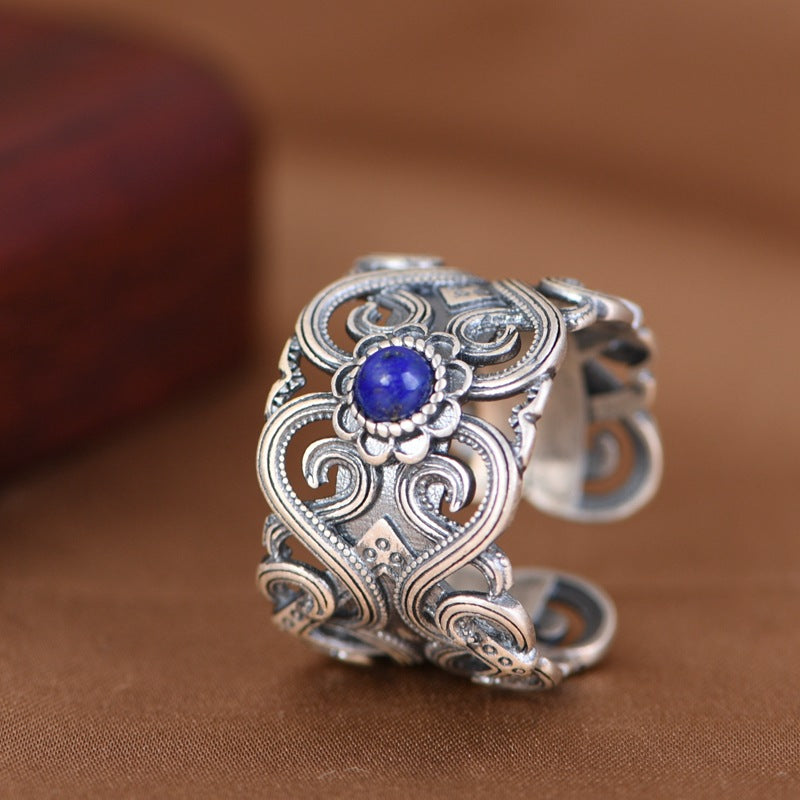 Lapis Lazuli Flower Ring