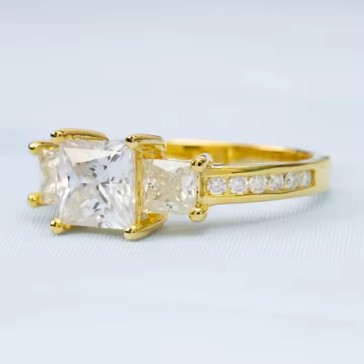 Wedding Ring - Princess Cut VVS Moissanite, Sterling Silver/Gold/Rose Gold