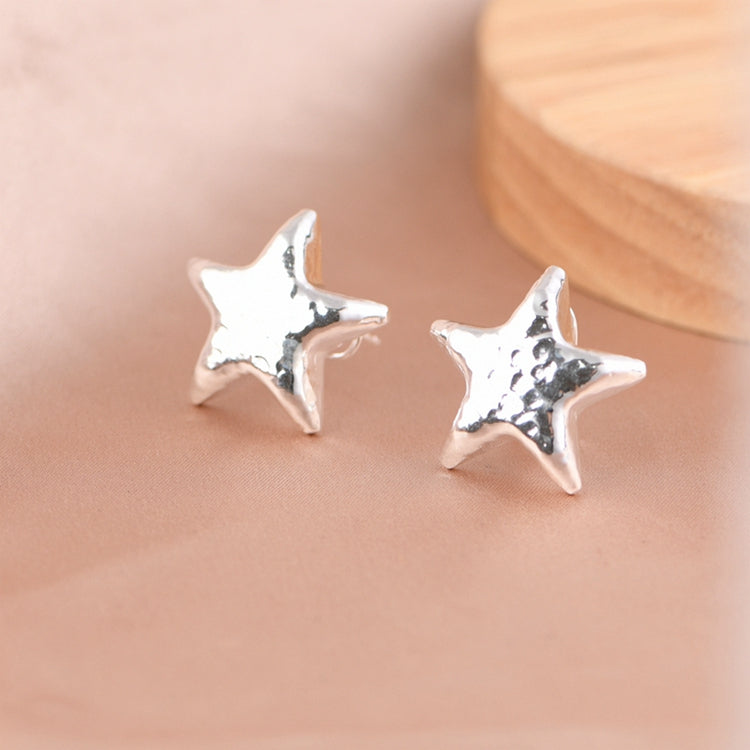 Concave Raised Face Star Cuff Earrings