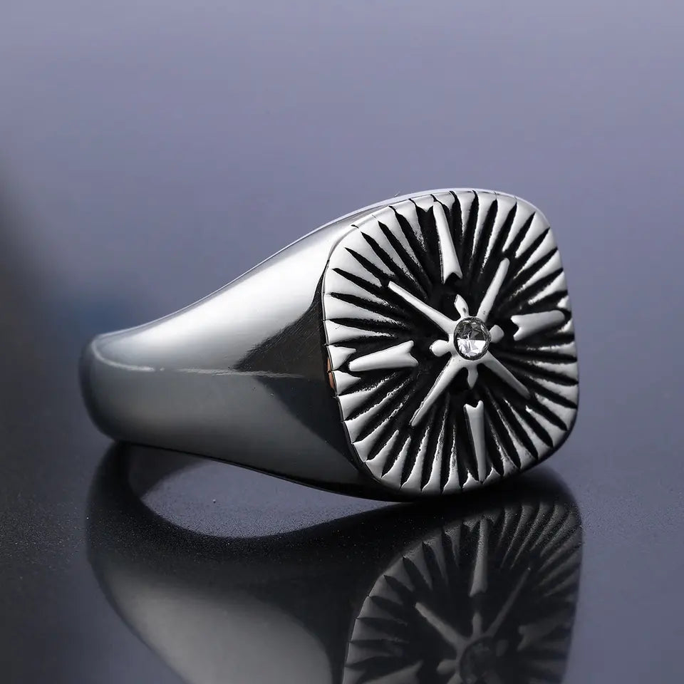 Voyager Cross Compass ring