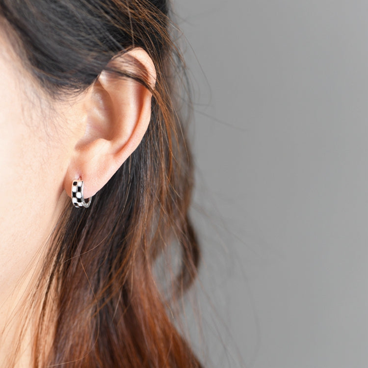 Black and White Lattice Mosaic Star Earrings