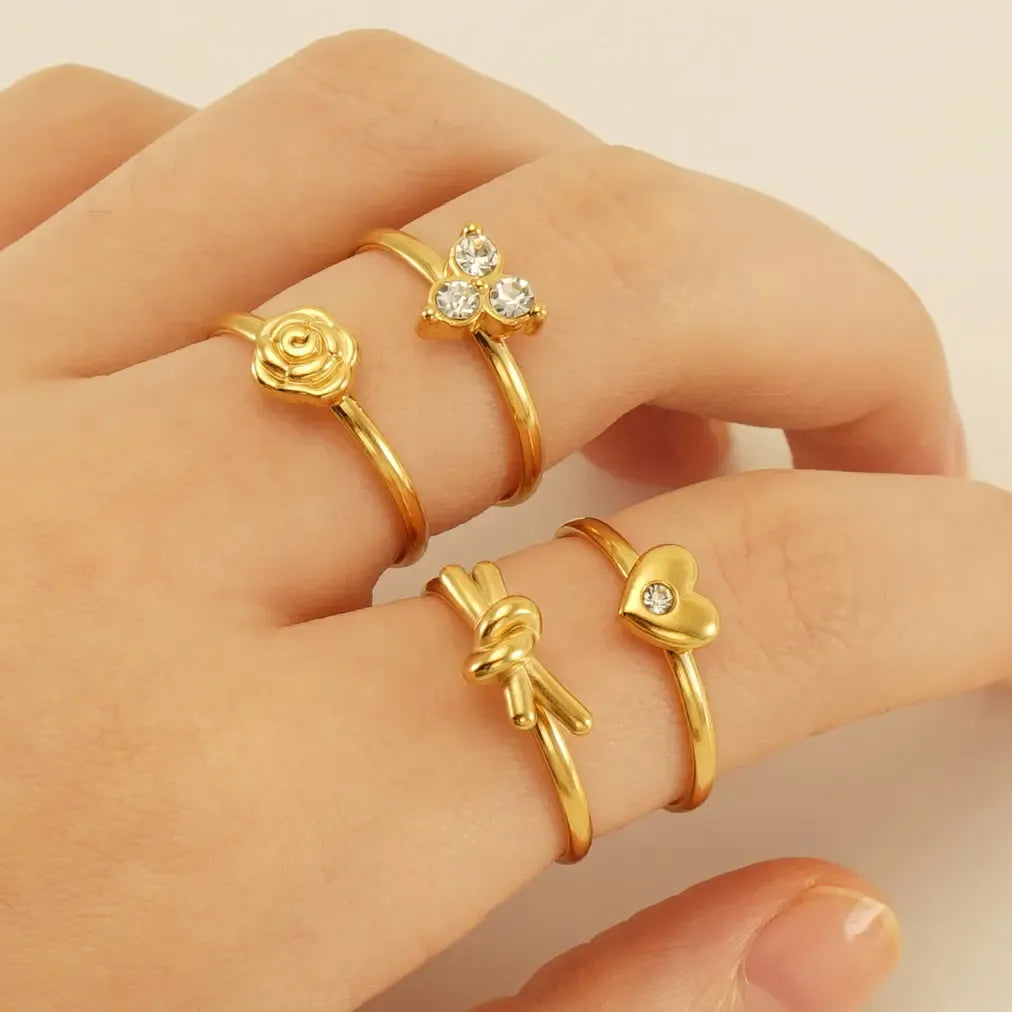 Knot Clover Heart Flower Ring