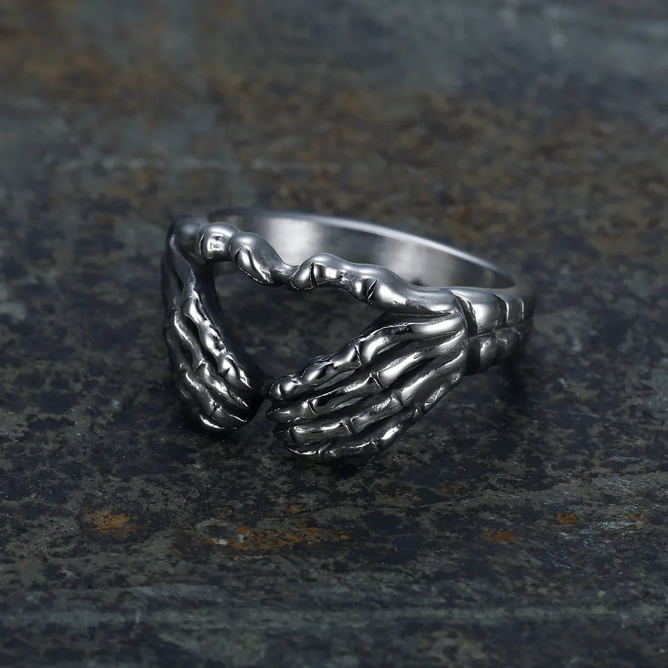 Heart Shape skeleton hands Ring