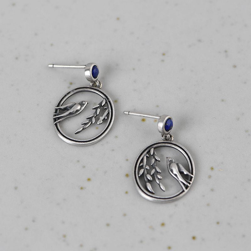 Swallow Leaves Lapis Lazuli Earrings