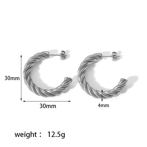 Chunky C-type Hoop Earrings