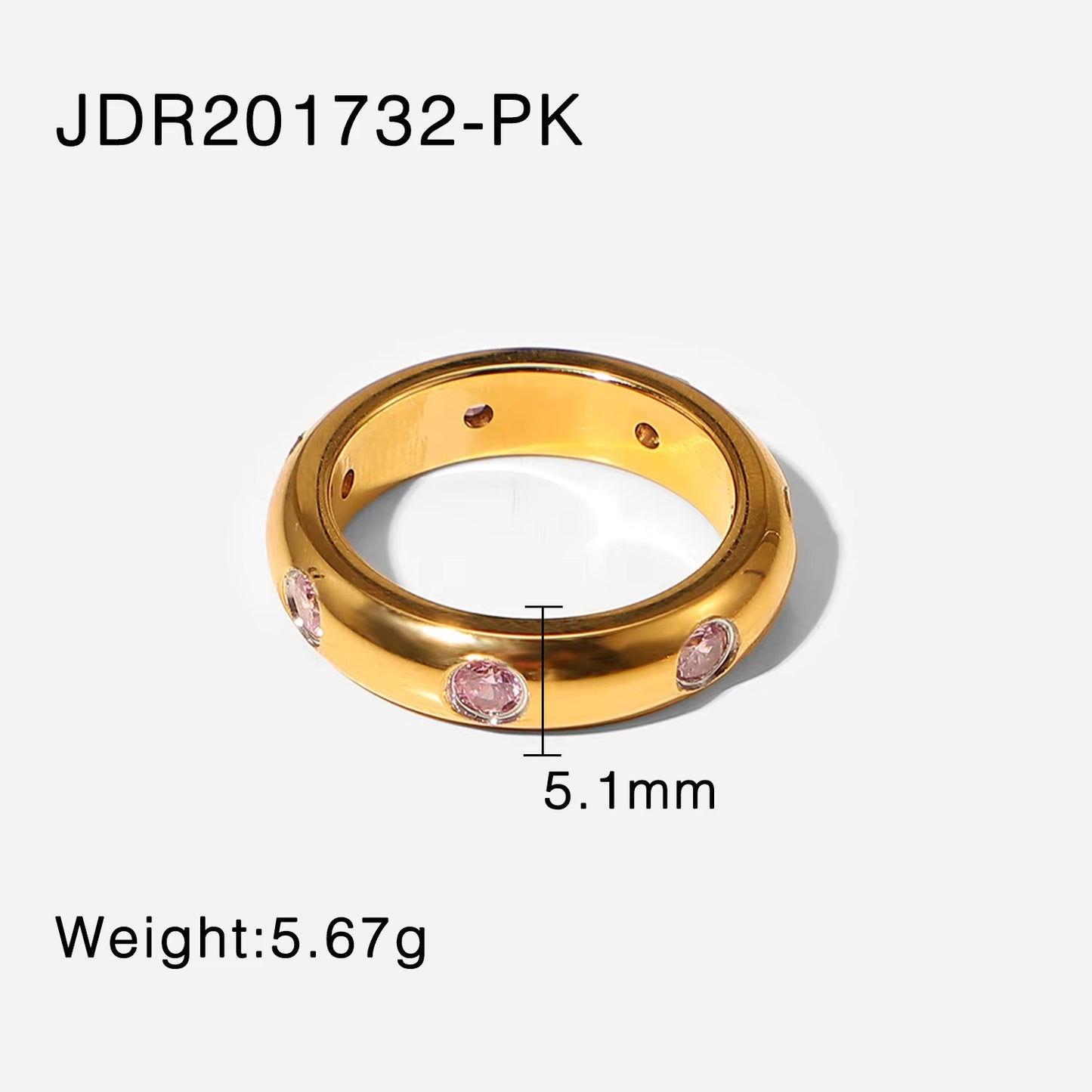 Inlaid Pink Stone Finger Rings