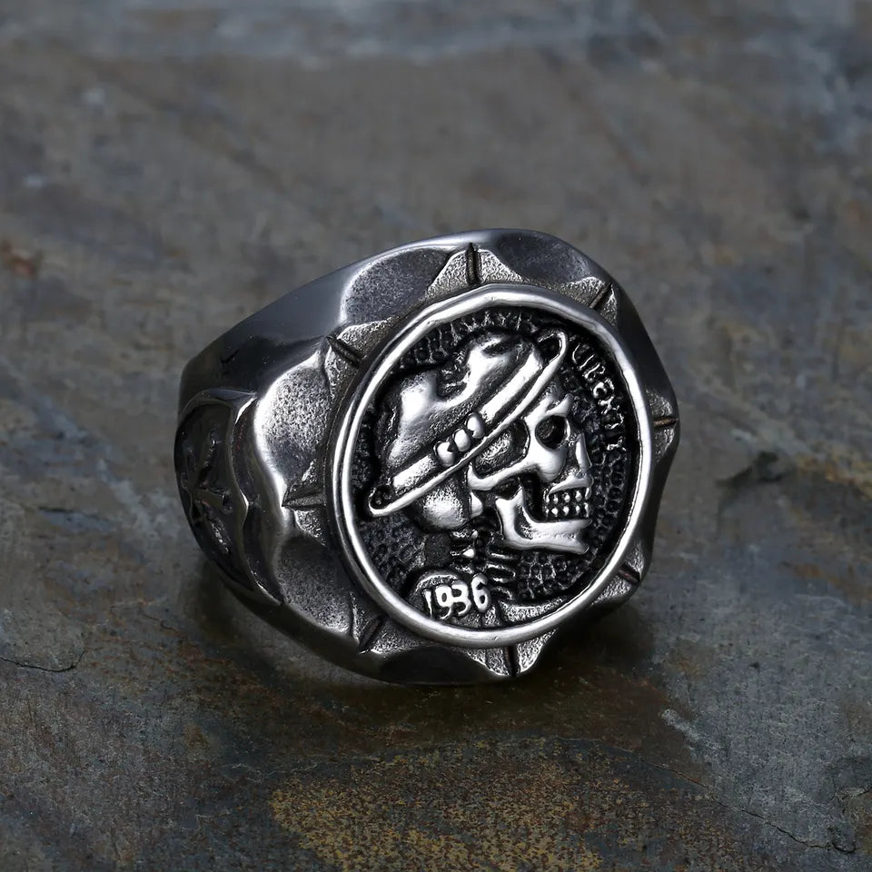 Side Skull Face 1936 Liberty Ring